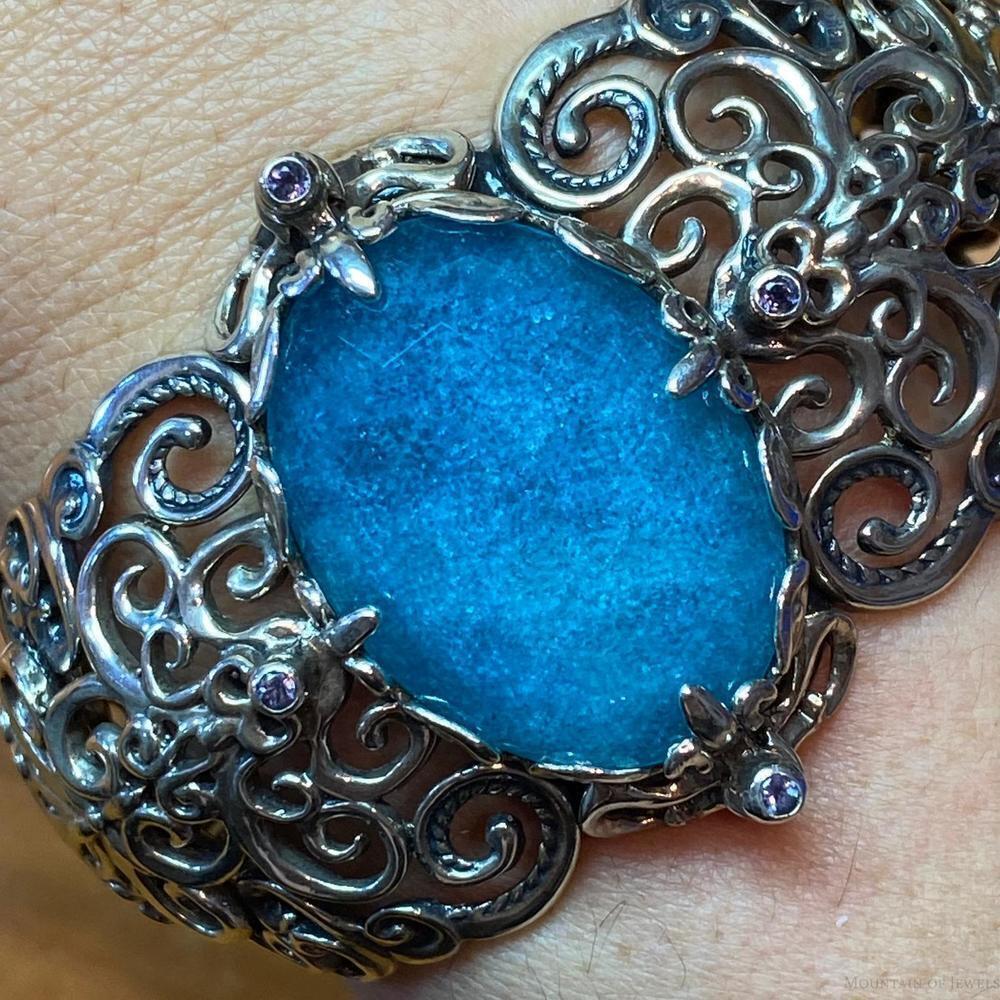 Carolyn Pollack Sterling Tanzanite & Quartz Doublet With 4 Amethyst Bracelet - Picture 6 of 10